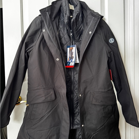 NWT NEW LANDS END Wms M Black 3 in 1 Quilted Jacket warm waterproof.Snap out ves - Picture 4 of 12